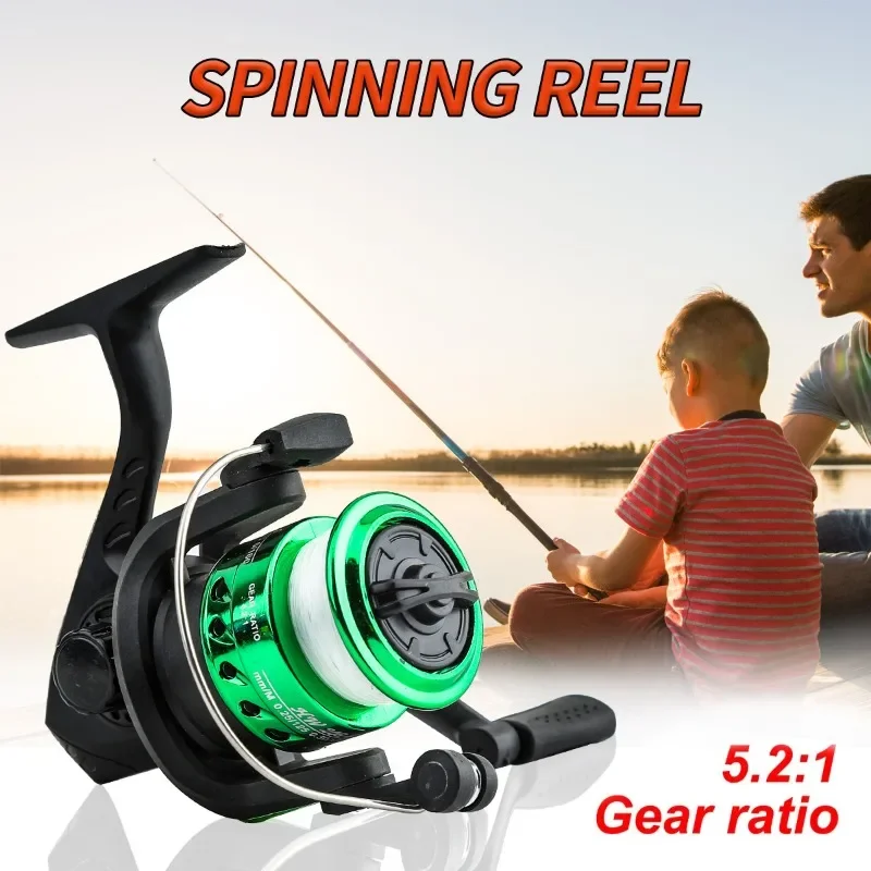 Spinning Reels with 60m Nolyn Rope Reel Fishing Reel for Saltwater Fishing Rod Wheel Accessories 5.2:1 Gear Ratio Trolling Reel