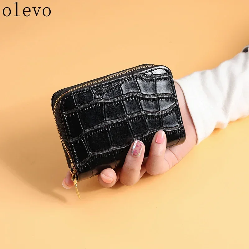 Elegant Vintage Women's Mini Card Holder - Crocodile Print Multi-slot Multi-function