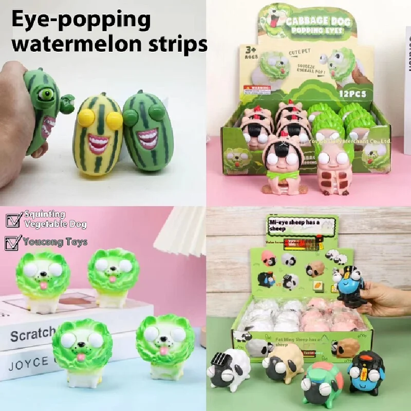 العين ظهرت البطيخ عصا قرصة الموسيقى المحمولة الضغط لعبة مكتب مضحك عيون جوجلي تنفيس الإجهاد المخلص #2