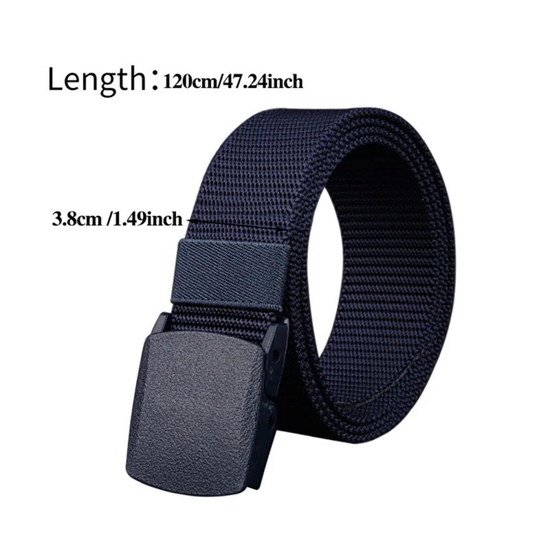 Men Belts Fashion Unisex Jeans Belts Adjustable Belt Men Outdoor Travel Tactical Waist Belt with Plastic Buckle for Pants 120cm