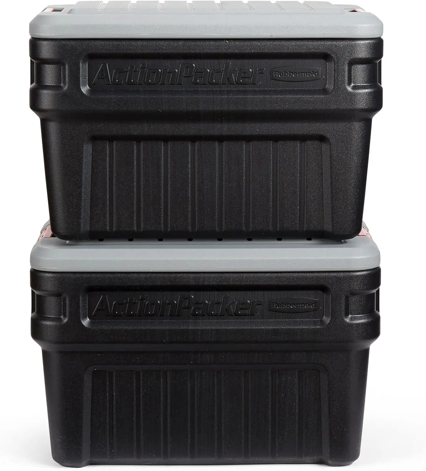 24 Gal Lockable Storage Box Pack of 2, Outdoor Industrial Rugged Grey and Black HEAVY DUTY EXTRA STRONG LID