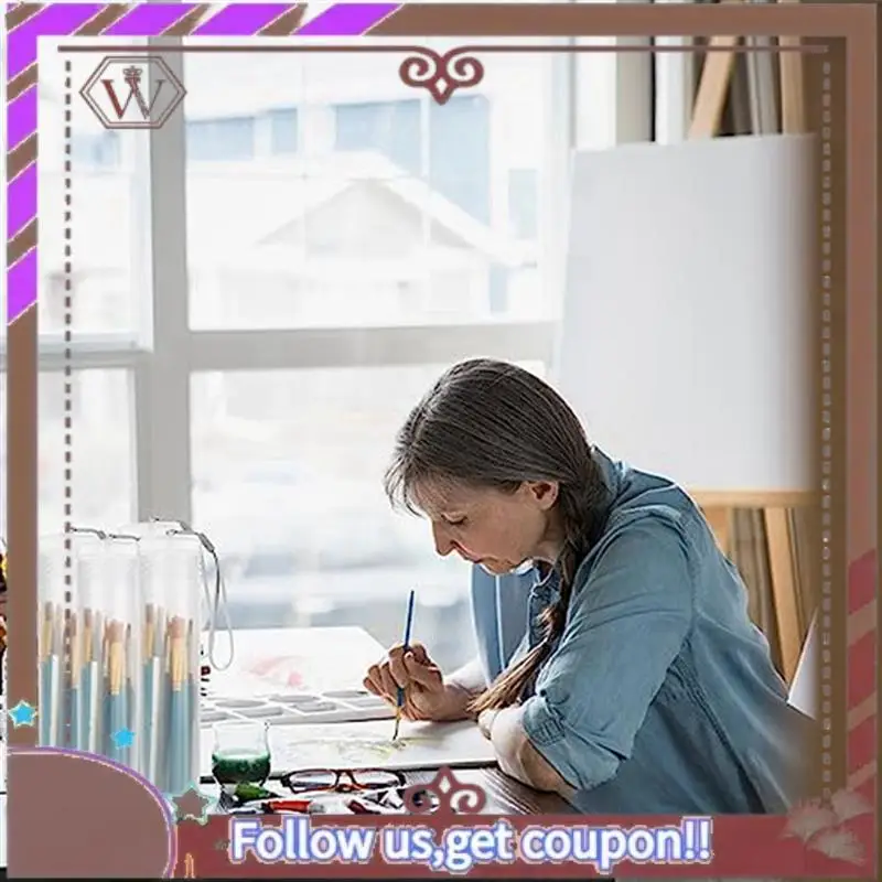 Latest 8 Pack Extendable Plastic Paint Brush Case, Clear Long Paint Brush Holder Tube, Storage Pencil Container