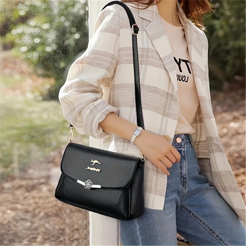 حقيبة عصرية بكتف واحد للنساء، محفظة كروس متعددة الاستخدامات مع حزام قابل للتعديل، جلد صناعي مقاوم للماء #6