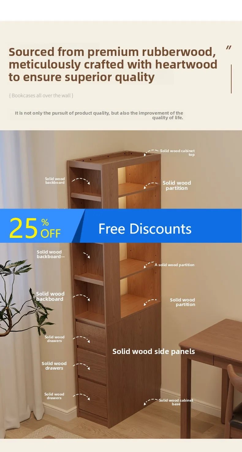

YFY Solid Wood Corner Narrow Wall Edge Floor Gap Storage Cabinet Small Apartment Narrow Edge High Cabinet Partition Cabinet