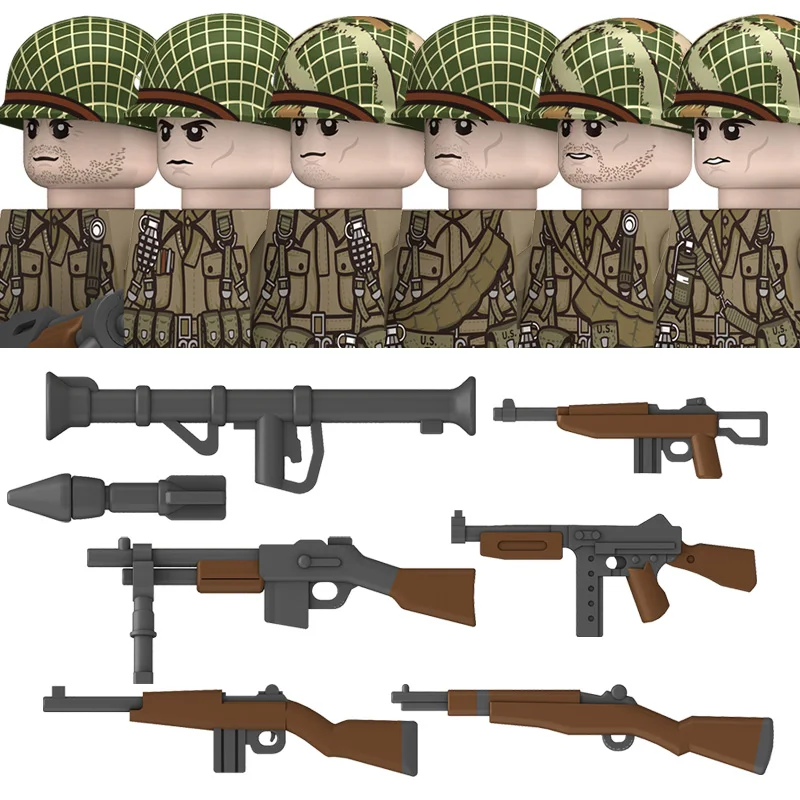 WW2 Militär-Infanterie-Soldaten-Figuren Bausteine Großbritannien USA Sowjetunion Legion Gepanzerte Truppen Waffen Helm Bausteine Spielzeug Geschenk