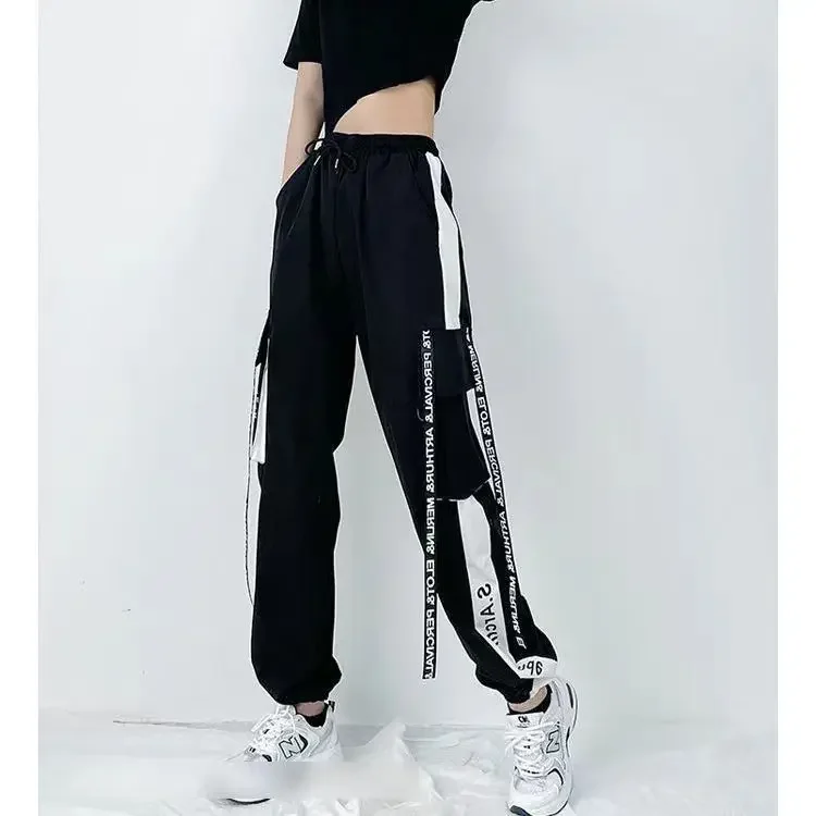 New Fashion Women Cargo Pants High Waist Loose Sport Trouser Streetwear Clothing Harajuku Casual Black Pant Y22