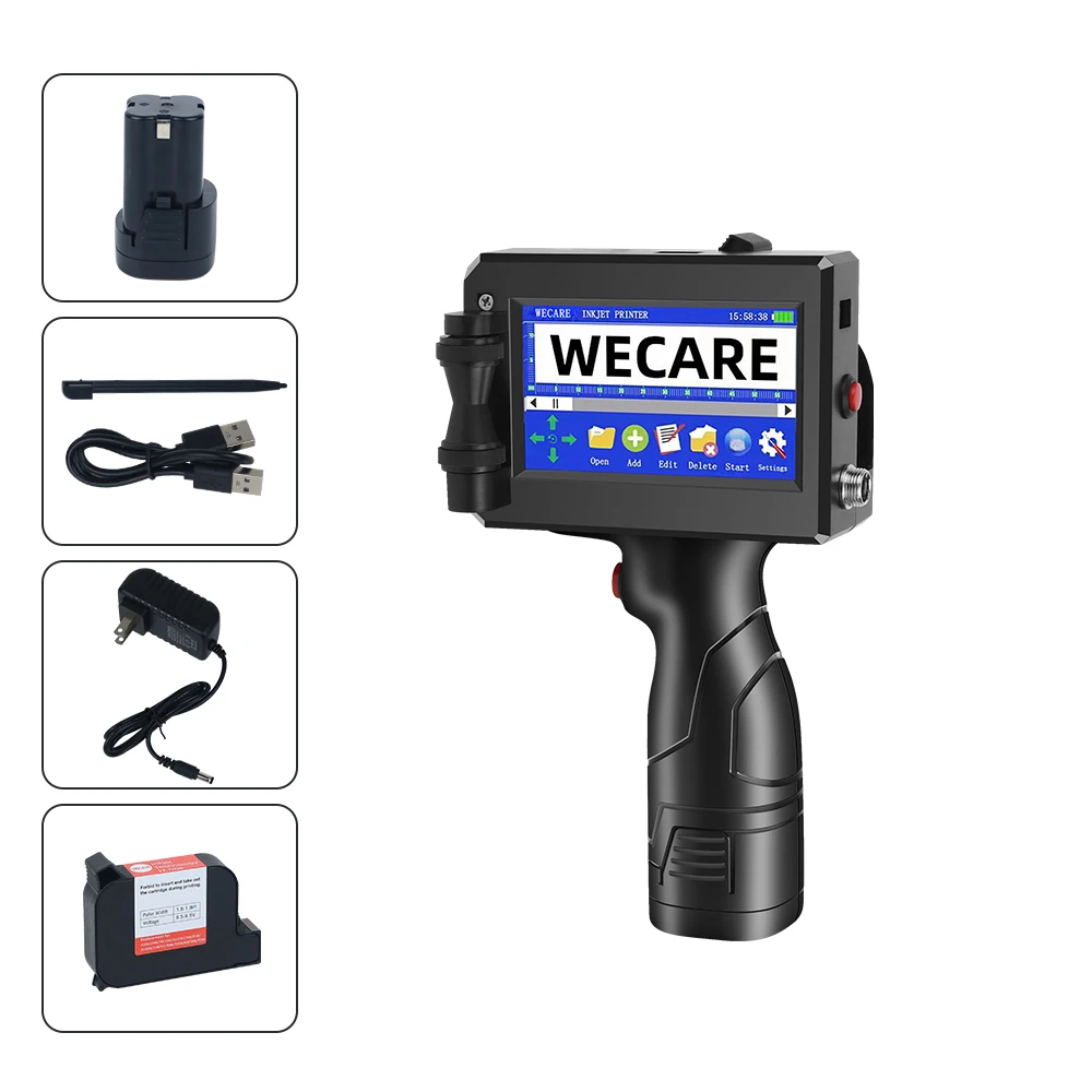 WECARE Portable Automatic TIJ Inkjet Handheld Printer Batch Coding Machine for Plastic Printing