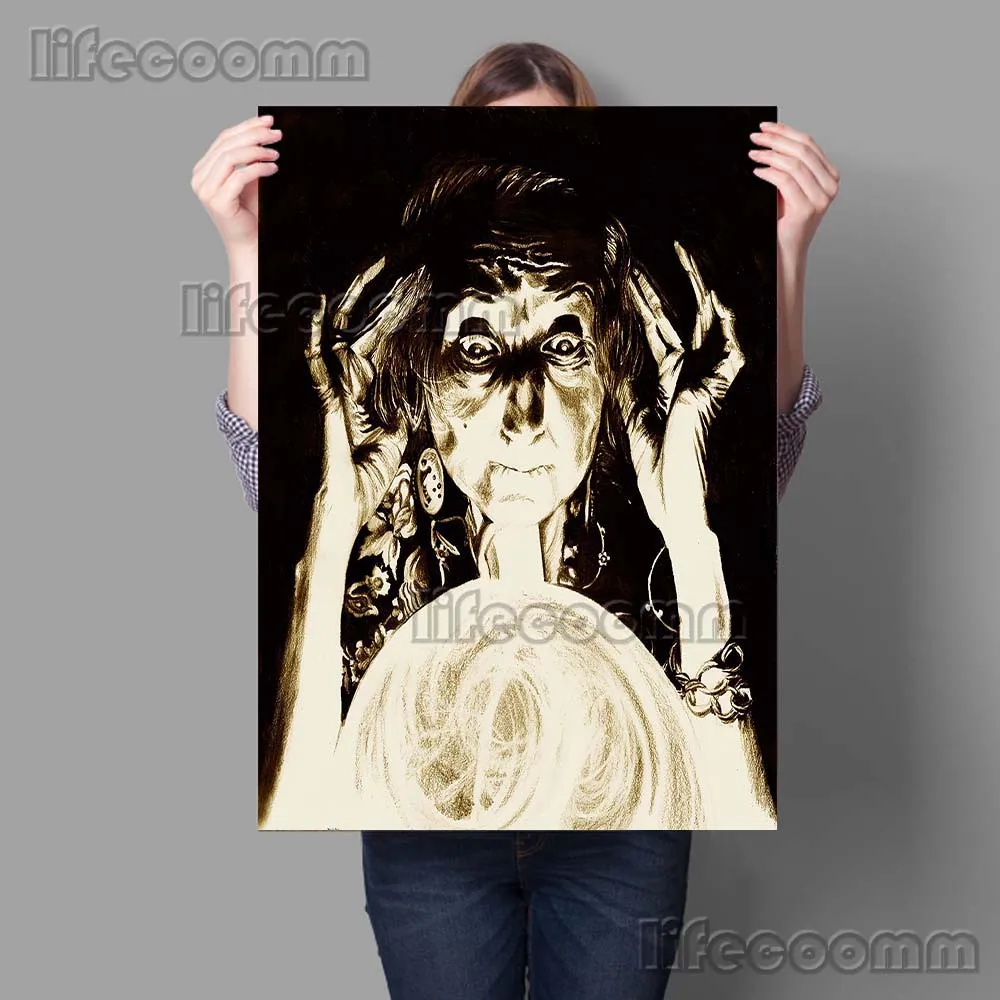 Abigail Williams And Witches Of Salem Vinrtage Wall Art Canvas Painting Bat Girl And Witch House Retro Black Whit Poster Print