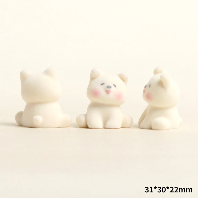 Mini Cartoon Dog Figurine Velvet 3d Flocking Dog Figurine Small Dog Ornament Cartoon Resin Puppy Decoration For Gift Desktop