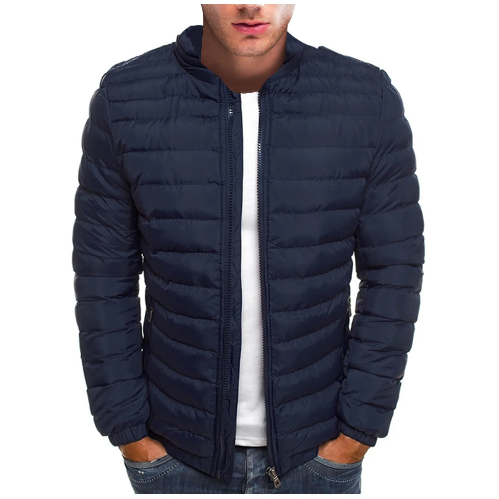 Chaqueta ligera de algodón con cuello levantado para hombre, abrigo informal con capucha que combina con todo, Invierno