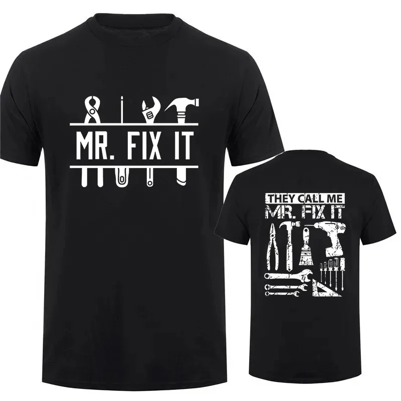 Camisetas para hombre Me Call Mr Fix It, camiseta para padre reparador de padre, camisetas con estampado trasero divertido, ropa de gran tamaño para hombre