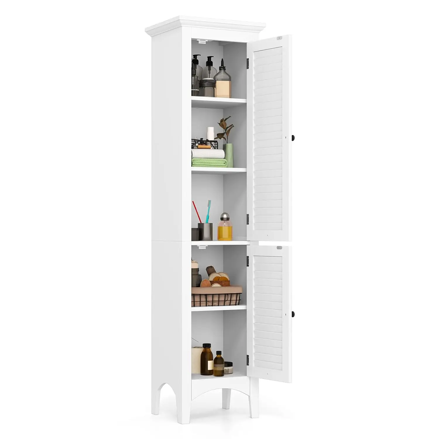

63" Tall Bathroom Storage Cabinet, Freestanding Narrow Linen Tower With Adjustable Shelf, Modern Slim Floor Cabinet, Customized