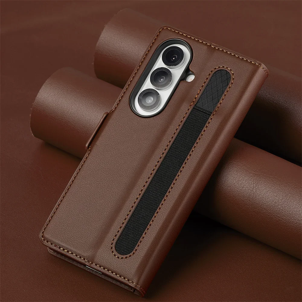 PU-Leder-Handyhülle für Samsung Galaxy Z Fold mit Stiftschlitz und Kartenhalter, kompatibel mit Z Fold 7, 6, 5, 4, 3