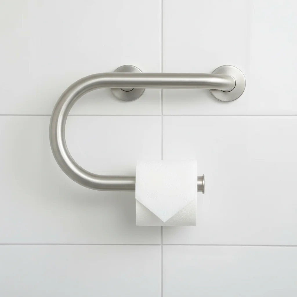 

Modern Design Wall Mounted Anti Slip Safety Bathroom Grab Bar with Paper Holder for Senior and Disable