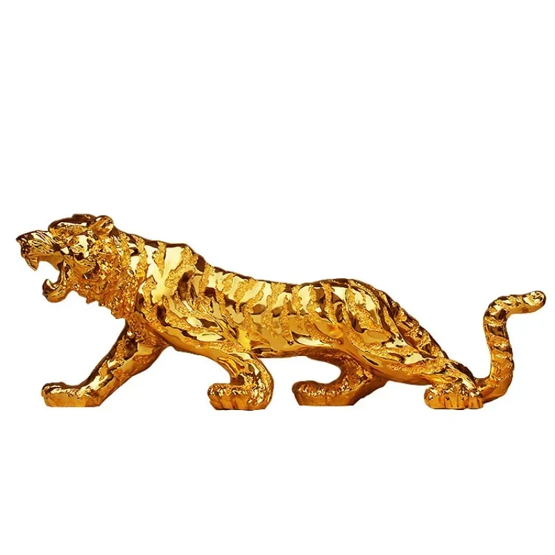 Modern Abstract Gold Panther Sculpture Geometric Resin Tiger Statue Wildlife Decor Gift Craft Ornament Accessories Furnishing