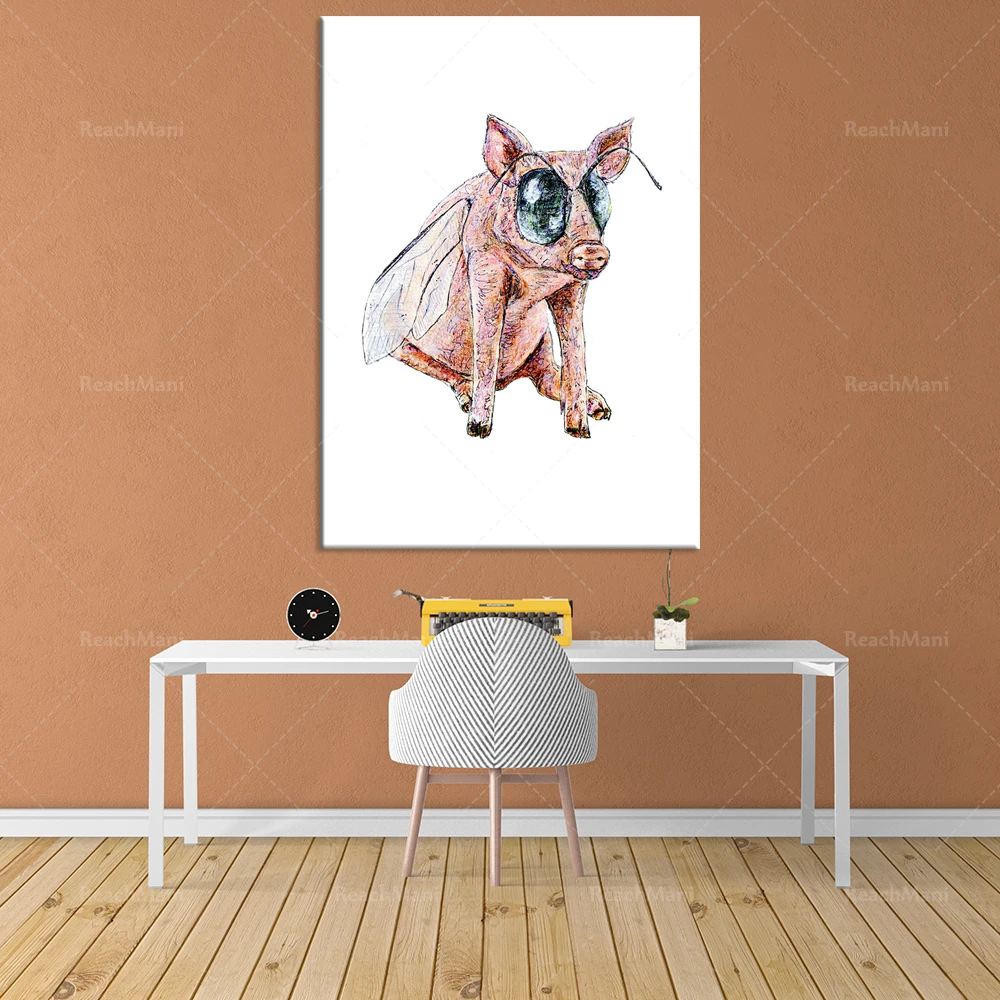 mutant, pig, fly, insect art, fantasy art hybrid animal poster, mythical beast, piglet, winged insect, occult