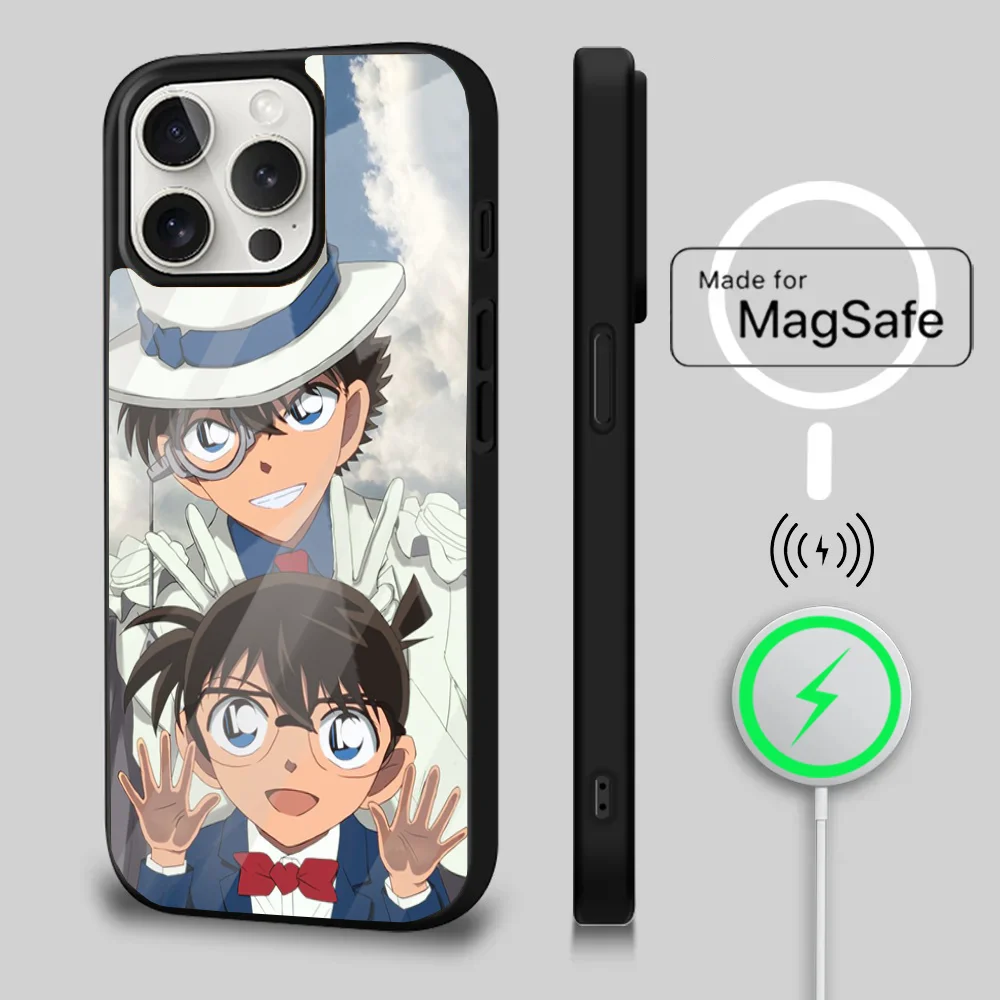 Anime D-Detective Conan Phone Case For iPhone 16 15 14 13 12 11 Plus,Pro,Max Mini Magsafe Magnetic Wireless Charging