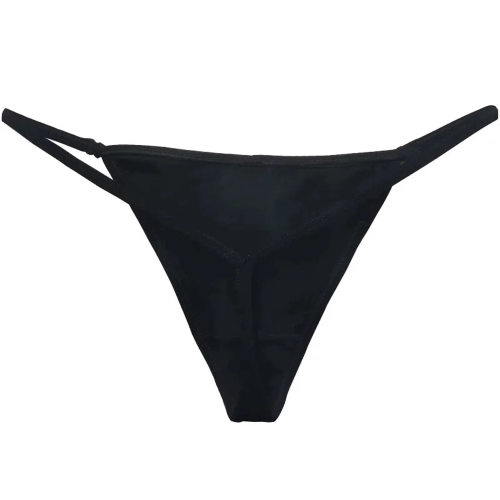 Feminino cintura baixa fina tiras biquíni tangas v cordas roupa interior calcinha de algodão