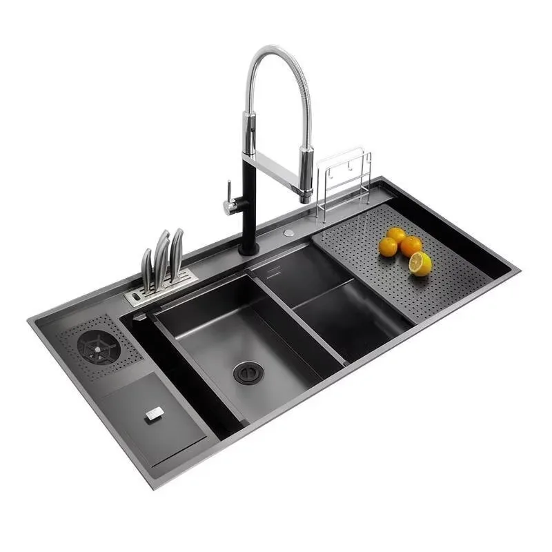 

Nano Stainless Steel 304 Kitchen Sink Single Bowl Handmade Washing Kitchen Sink with Cup Washer