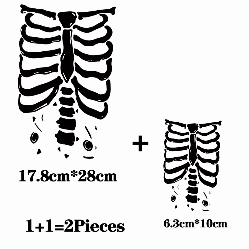 2Pcs/Lot Skeleton Man Skull Iron On Patches Ironing Thermoadhesive Patches Heat Thermal Transfer T Shirt Stickers For Clothing - Image 3