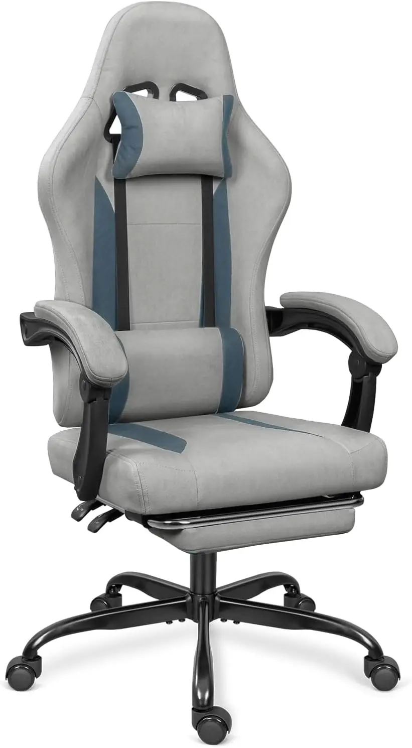 

Breathable Fabric Gaming Chair With Footrest, Height Adjustable Game Chair, Video Gaming Chair For Gaming Room, Living Room And