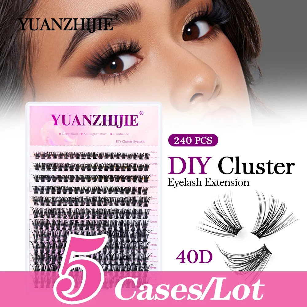 YUANZHIJIE Heat Bonded Cluster 5cases/lot 30D/40D Russian Premade Fashion Volume Fans Eyelashes Professional Faux cils Makeup