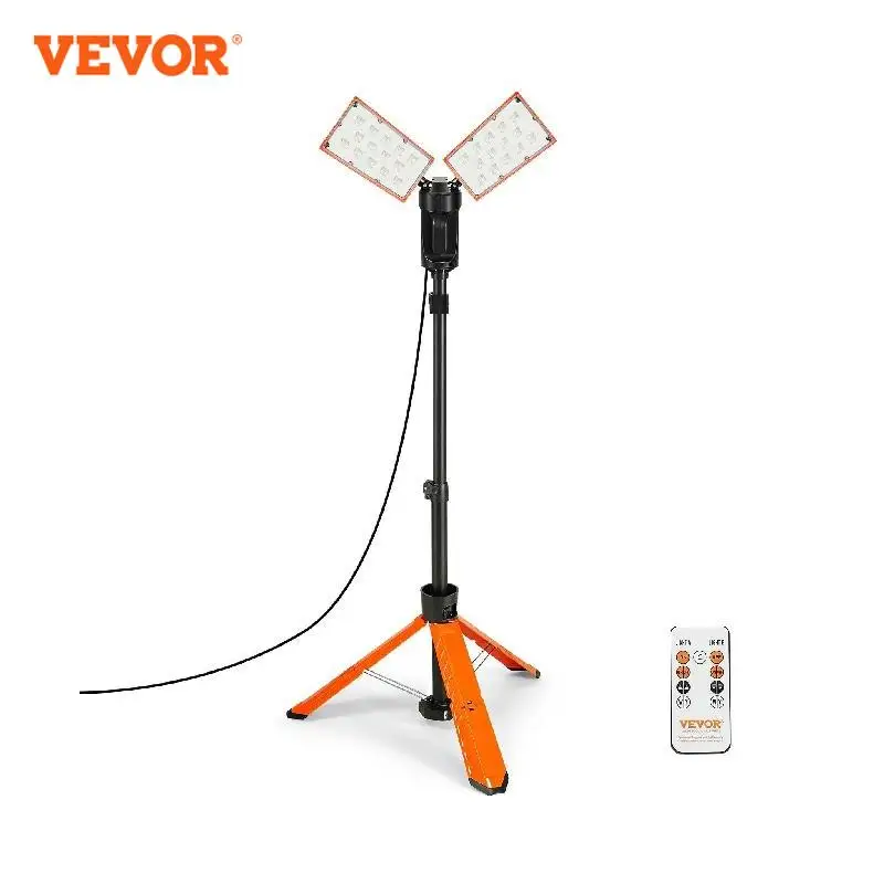 VEVOR-Luz Led de trabajo de doble cabezal, luz Led de altura ajustable con soporte de trípode plegable y Control remoto, 10000lm/20000lm, IP65