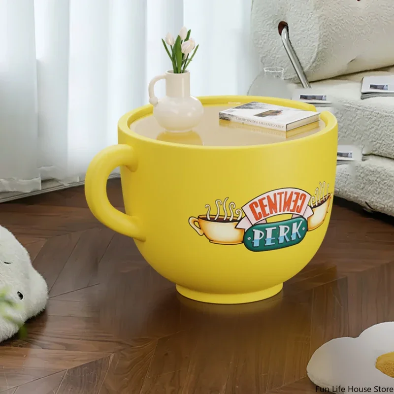 Cartoon Creative Lemon Coffee Cup Small Coffee Table, Living Room Sofa Snack Storage Side Table, Complete Home Furniture Gift