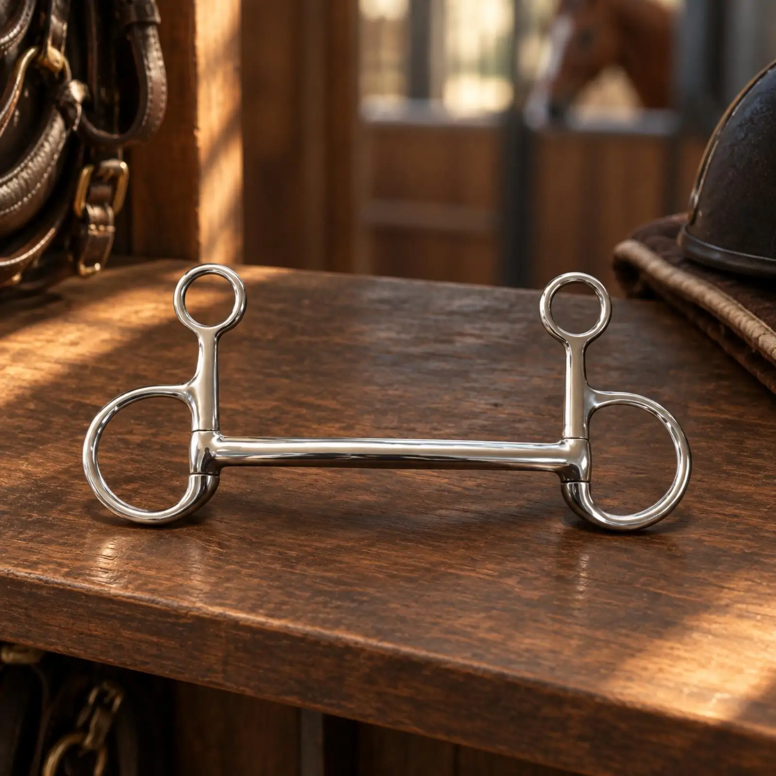 Loop Cheek Horse Bit Stainless Steel Snaffle Mouthpiece Equestrian Bridle Tack for Horse Training Riding Supplies
