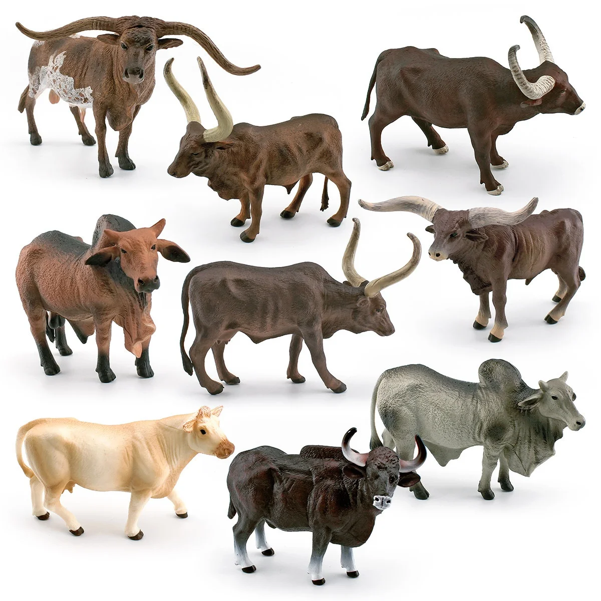 Modelo Estático de Simulación Cognitiva de Animales para Niños: Texas Longhorn, Charolais, Ankol, Valois - Muñecos Realistas de Animales