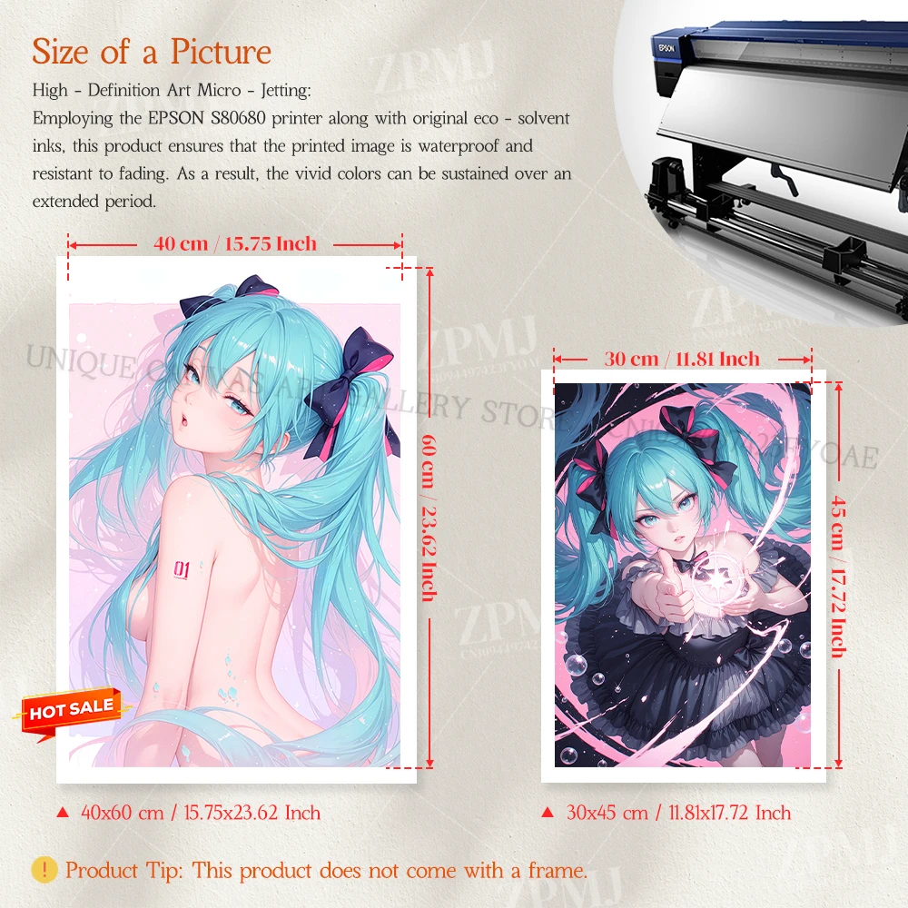 Kawaii virtual anime personagem arte da parede decoração de casa pintura em tela imagem moderna hd cartaz dos desenhos animados para hatsune miku fãs presente