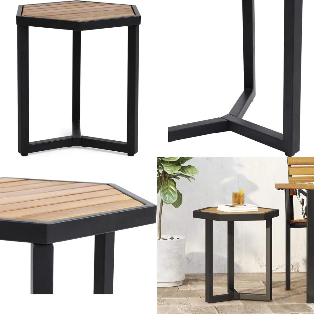 

Элегантный обеденный стол из черного металла и тика