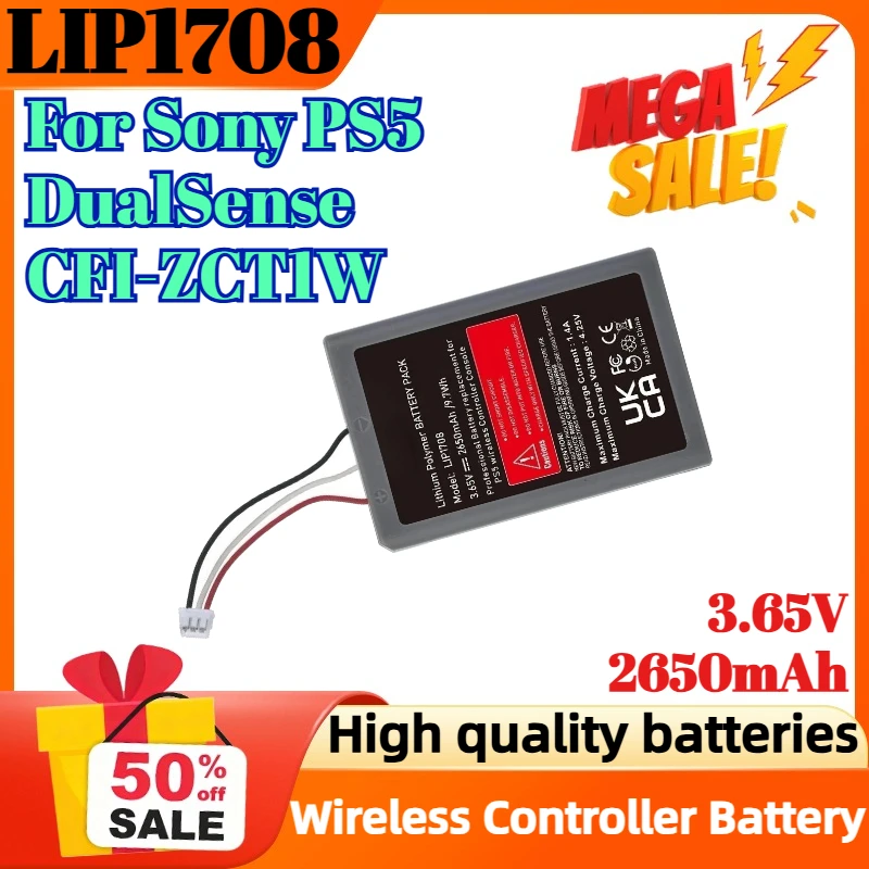 

3.65V LIP1708 2650mAh PS5 Controller Replaces Battery for Sony PS5 DualSense CFI-ZCT1W Wireless Controller Battery