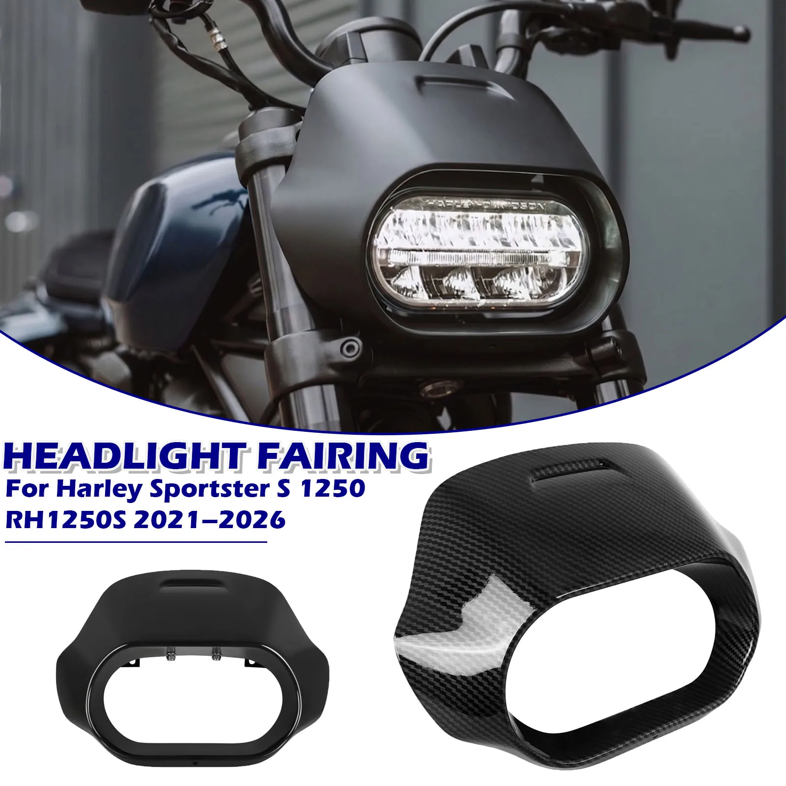 Motorcycle Vivid Black Headlight Fairing Cover For Harley Sportster S 1250 RH1250S S1250 RH1250 S 2021–2026 Mask Cowl Cover