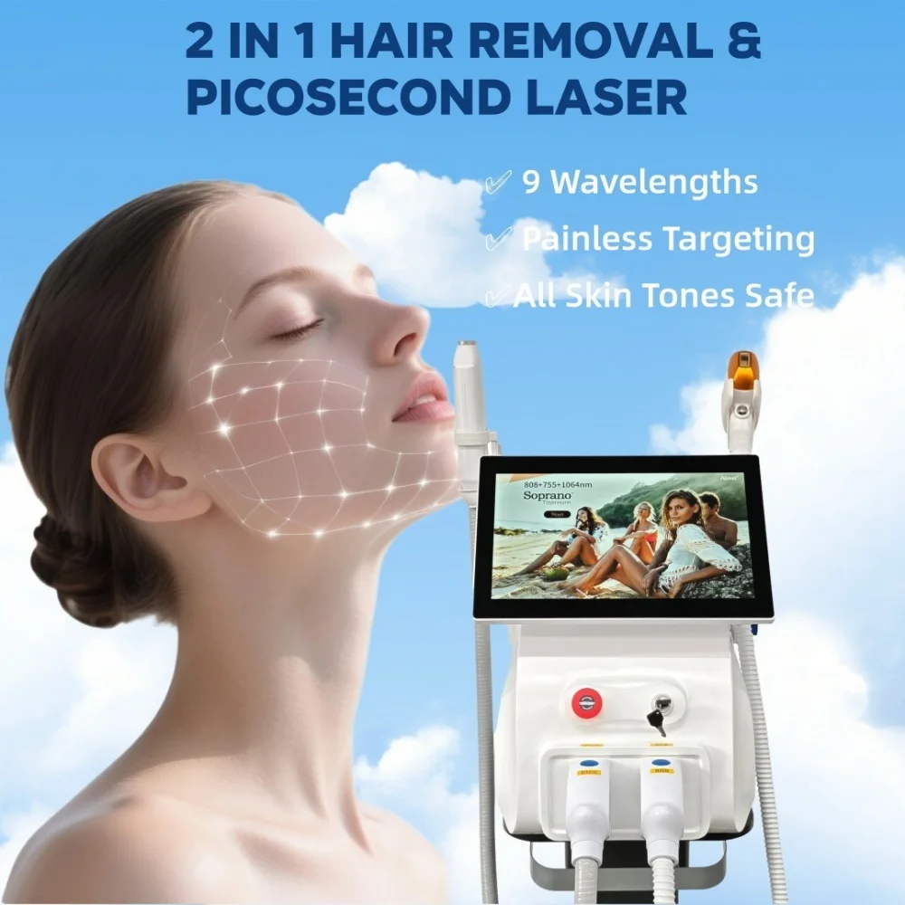 

Multifunction 2-in-1 Pico Laser IPL Hair Remover, Home Use Beauty Device for Hair Reduction Freckle Erasing Skin Renewal