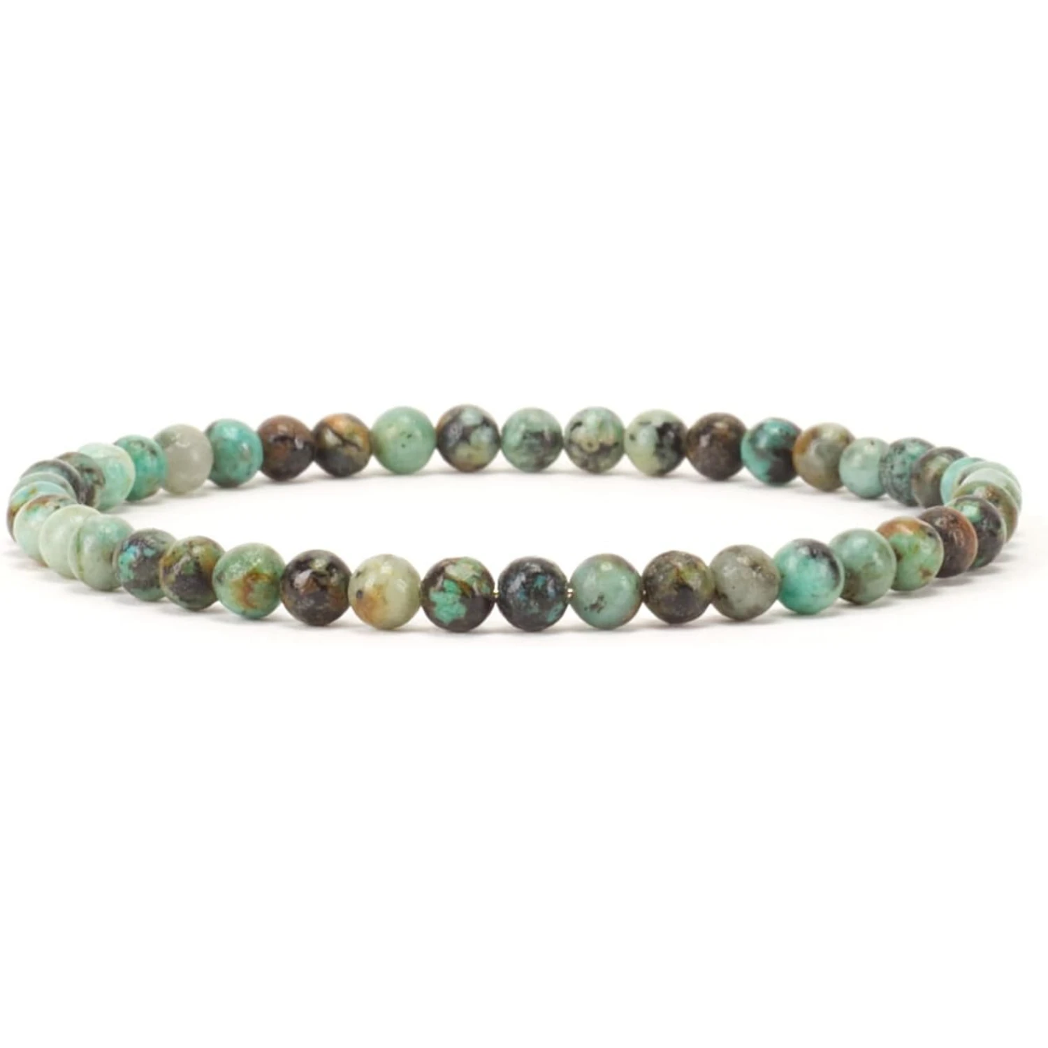 UGcrystal Natural Stone Bracelets 4mm Round Beads African Turquoise Gemstone Beaded For Women and Men Balance Work Life Jewelry