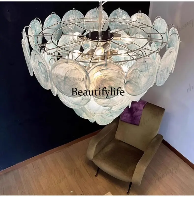 French light luxury living room lamp retro dining room handmade glass chandelier medium antique bedroom lamp