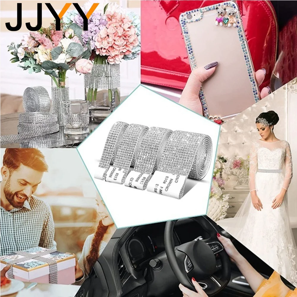 4 8 10 14 Rows Shining Rhinestone Sticker Adhesive Crafts Self Adhesive Diamond Sticker DIY Decorative Stickers