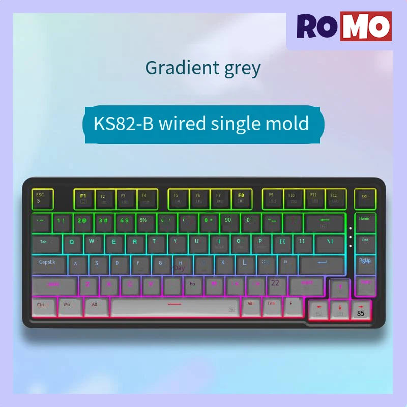 Redragon KS82-B Three Mode Mechanical Keyboard 82key Gasket Hot Swap Game Keyboard RGB Light PBT N-key Rollover Office Keyboard