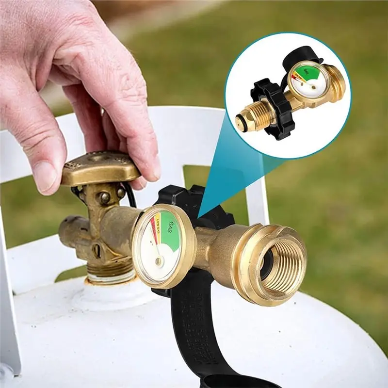 ABSS-For Monitoring Propane Gas Gauge 105Mm Universal Level Indicator Outdoor Cooking Essential, POL To QCC Adapter Included