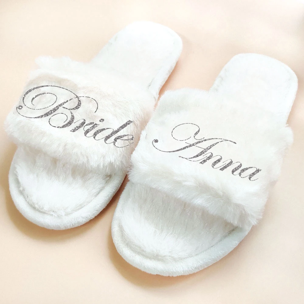 Personalized Wedding Slippers-Add Any Text Bridesmaid Gifts Bride Gifts Custom Bridal Party Bachelorette Bridal Shower Gifts Sli