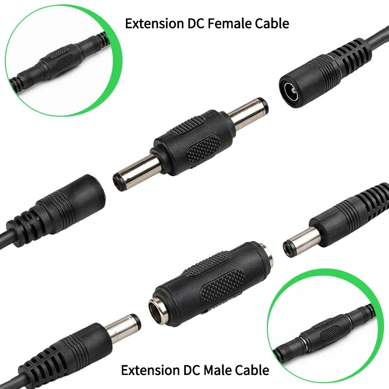 1/5PCS 5.5x2.1mm DC Male to Male Female to Female Power Connector Barrel Jack Coupler Adapter for CCTV Camera LED Strip Router