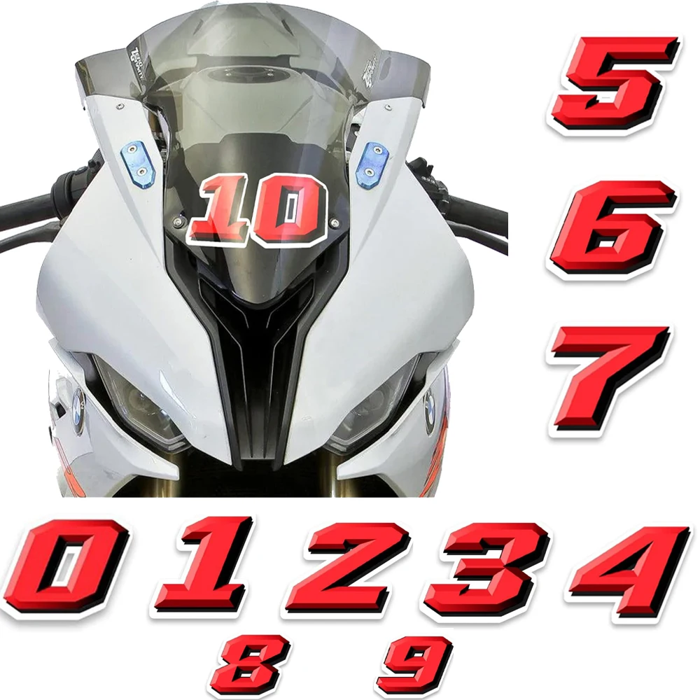 0123456789 Racing Number Stickers Removable Motorcycle Stickers for Fairing Fuel Tank DIY Motorbike Helmet Vinyl Decals Decor