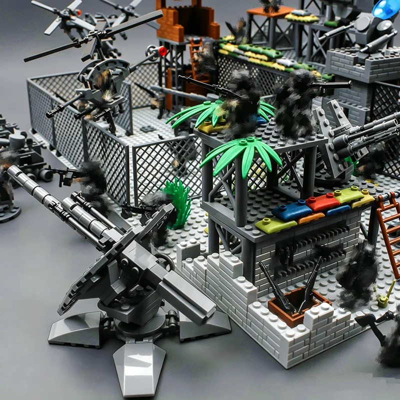 MOC Military Artillery Gun Building Blocks Set Heavy Howitzer Weapon Model Bricks DIY Assemble Desktop Collectible Display Ornam