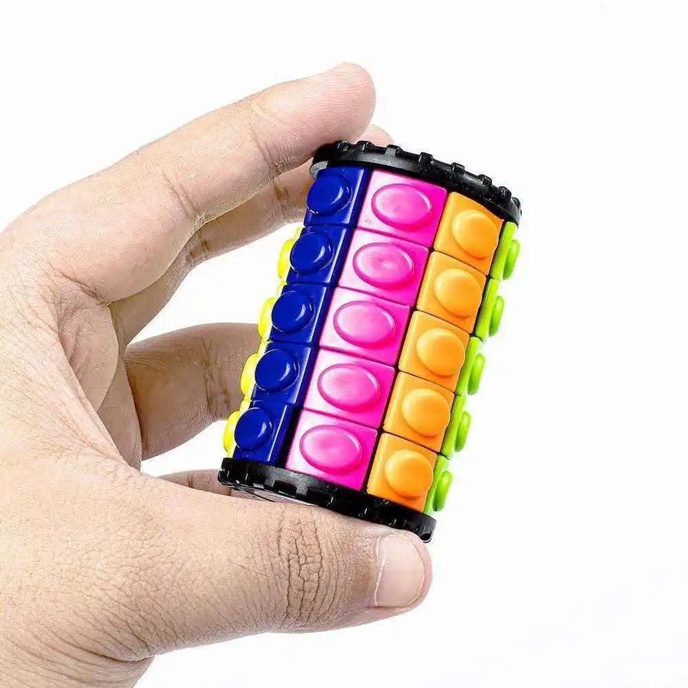 실린더 3D 회전 및 슬라이드 퍼즐 큐브 감각 장난감 자폐증 ADHD 불안 스트레스 해소 선물 청소년 소년 소녀용 큐빅 루빅스