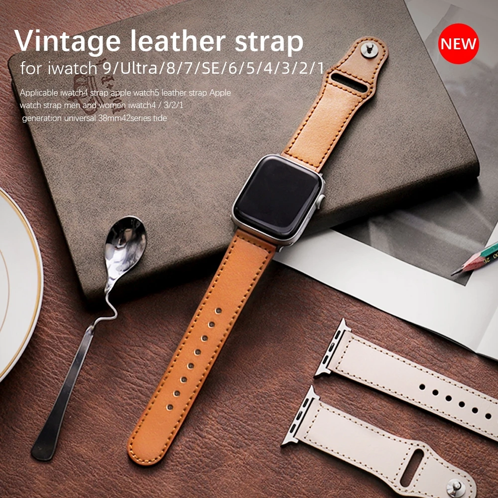 Leather strap For Apple watch band 44mm 45mm 41mm 40mm 49mm 42mm 38mm 45 44 mm correa bracelet iWatch series 3 4 6 SE 7 8 ultra