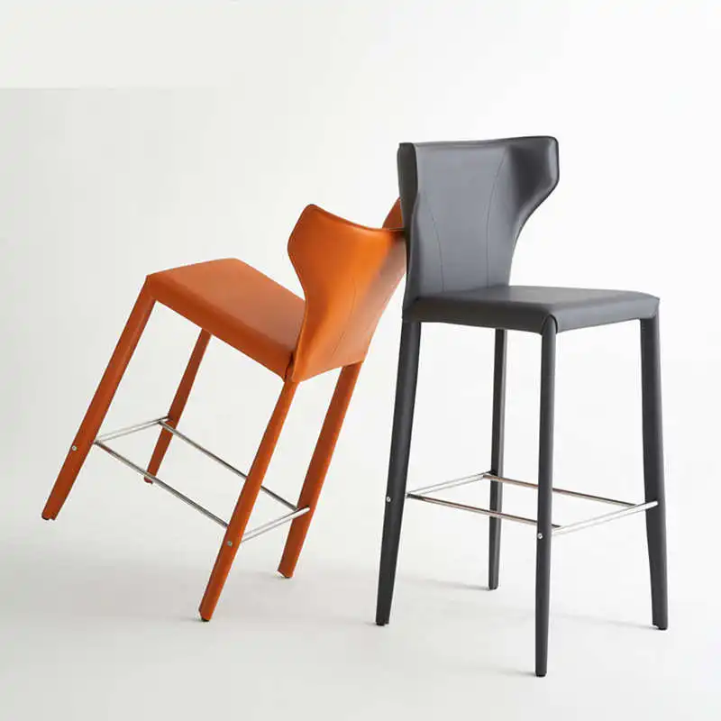 Designer Barhocker Hochstuhl Sattelleder Rückenlehne Modern Home Bar Thekenhocker