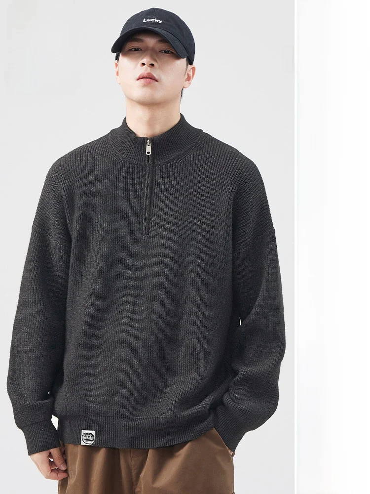 

Мужской трикотажный пуловер Paul Frank на молнии свободного кроя с высоким воротником, базовый слой, весна-осень, модная повседневная одежда