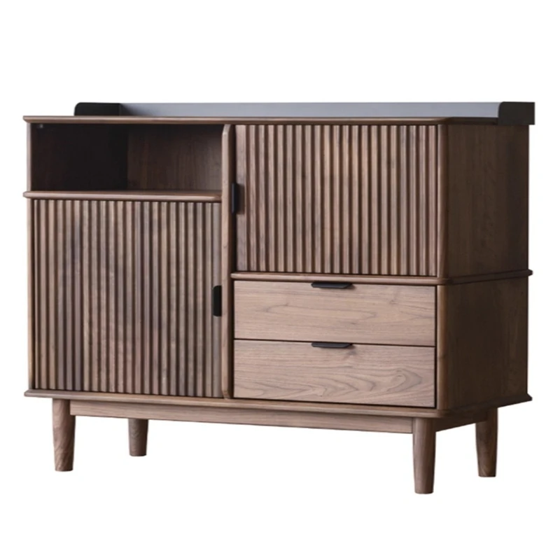 Nordic solid wood dining side cabinet, small apartment modern simple kitchen tea storage cabinet, multi-functional living roo