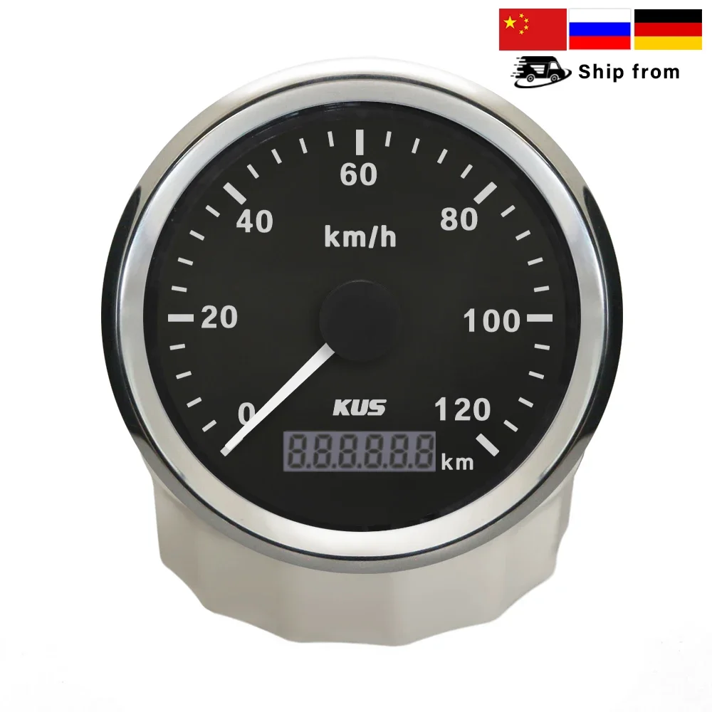 KUS 85mm Universal KM GPS Speedometer Milometer 120KM/H 200KM/H Speed with GPS Antenna Waterproof Gauge Red and Yellow available